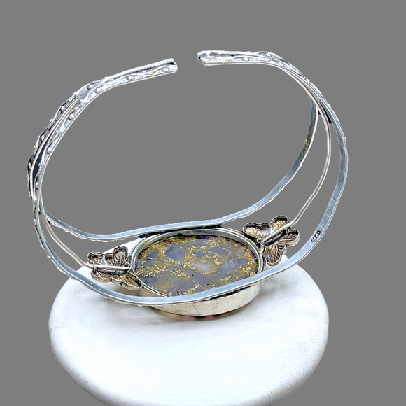 🌺ON SALE! HUGE Vintage Sterling & Natural Stone Bracelet - Picture 10 of 12